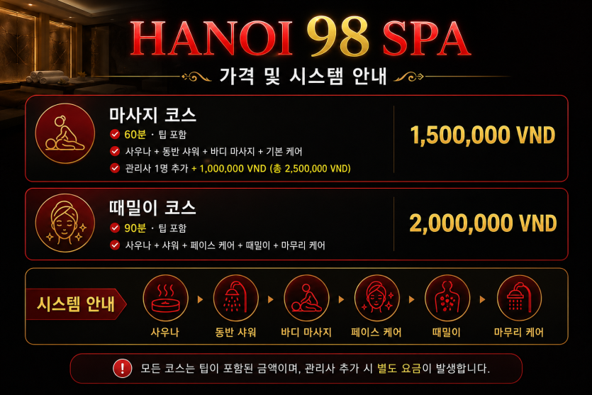 하노이 98스파 가격및 시스템